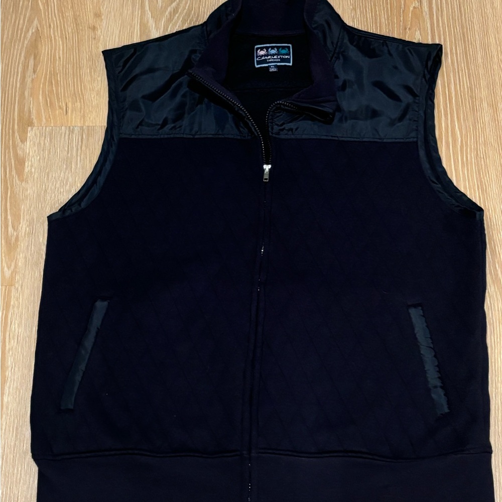 Charleston Threads Vest Men's Casual Vest Size XL Full Zip Navy Blue